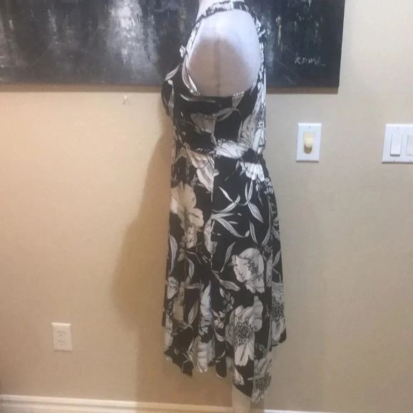 Nani Kai Hawaii Floral Halter Dress Asymmetrical Hem Open Back w/Tie Belt -M - Picture 4 of 11